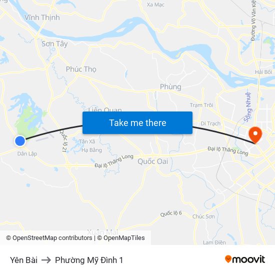 Yên Bài to Phường Mỹ Đình 1 map