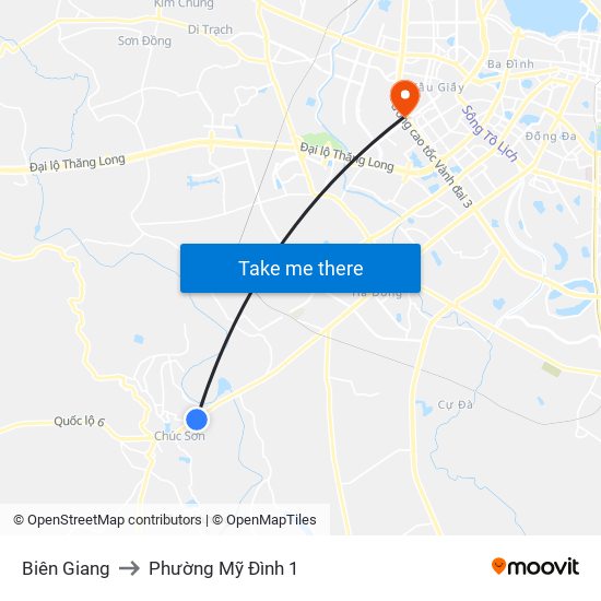 Biên Giang to Phường Mỹ Đình 1 map
