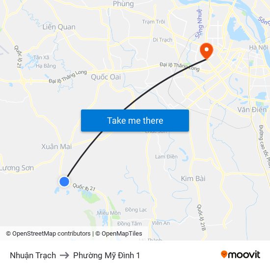 Nhuận Trạch to Phường Mỹ Đình 1 map