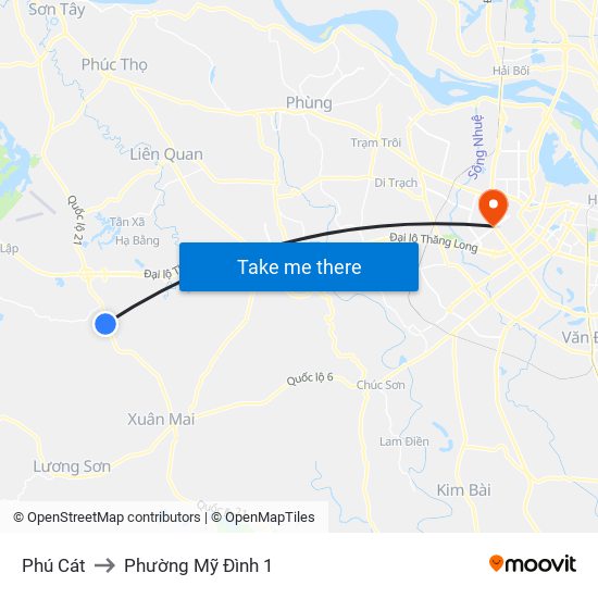 Phú Cát to Phường Mỹ Đình 1 map