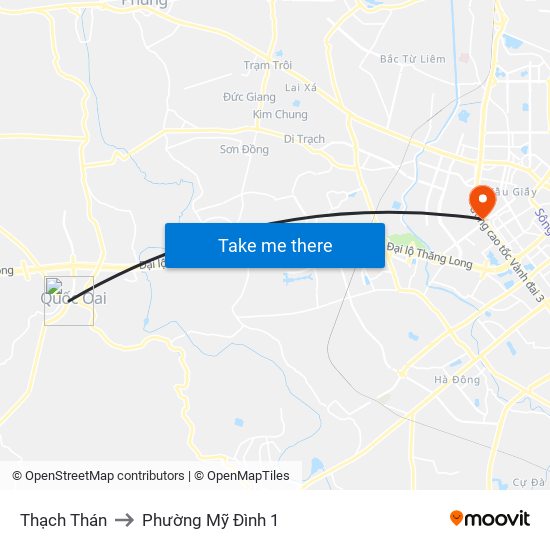 Thạch Thán to Phường Mỹ Đình 1 map