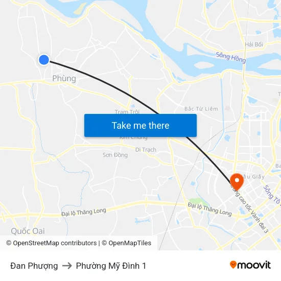Đan Phượng to Phường Mỹ Đình 1 map
