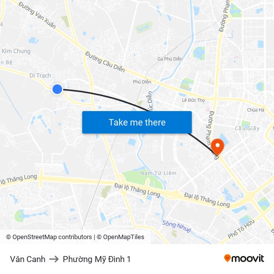 Vân Canh to Phường Mỹ Đình 1 map