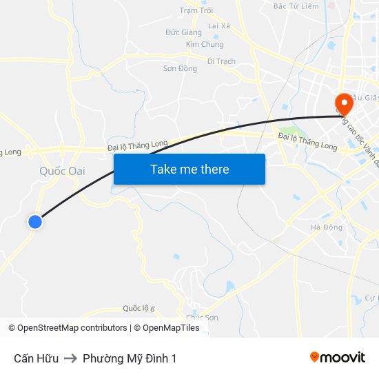 Cấn Hữu to Phường Mỹ Đình 1 map