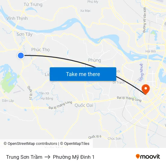 Trung Sơn Trầm to Phường Mỹ Đình 1 map