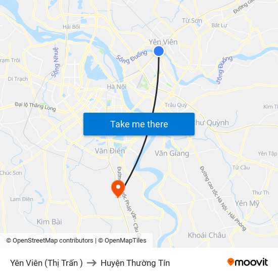 Yên Viên (Thị Trấn ) to Huyện Thường Tín map