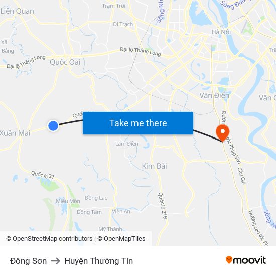 Đông Sơn to Huyện Thường Tín map