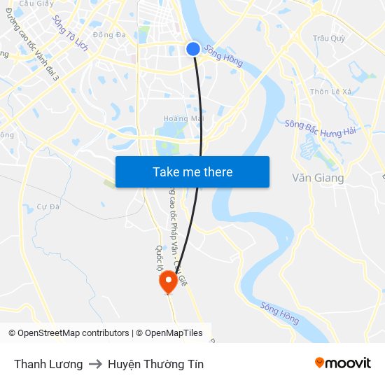 Thanh Lương to Huyện Thường Tín map