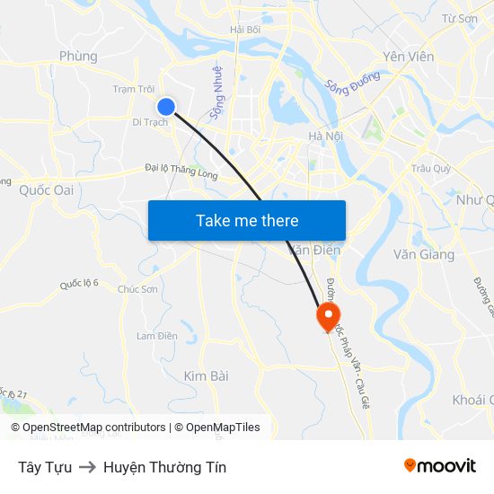 Tây Tựu to Huyện Thường Tín map