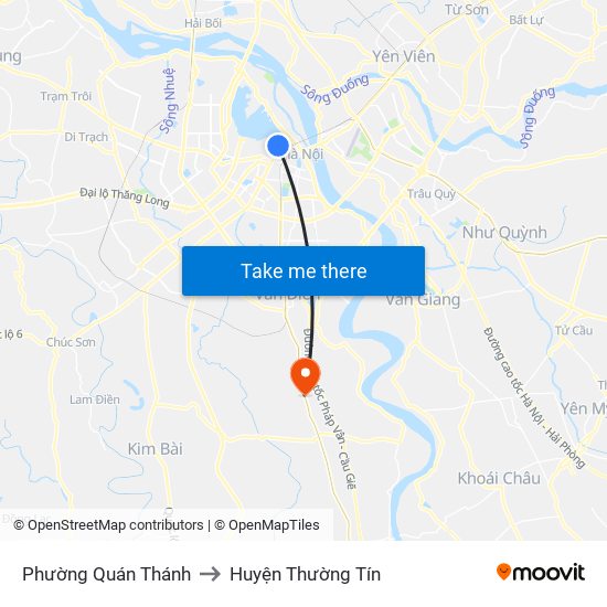 Phường Quán Thánh to Huyện Thường Tín map