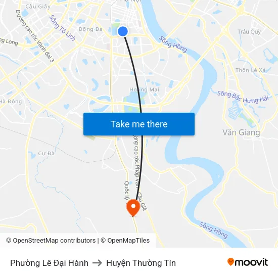 Phường Lê Đại Hành to Huyện Thường Tín map