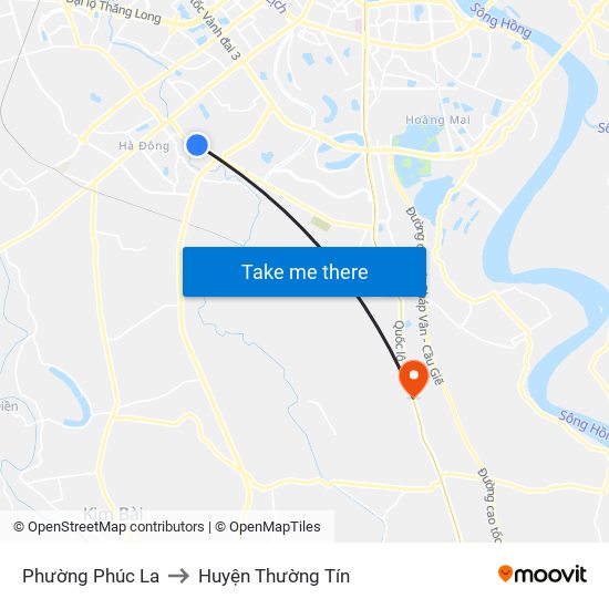 Phường Phúc La to Huyện Thường Tín map