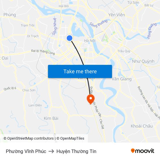 Phường Vĩnh Phúc to Huyện Thường Tín map