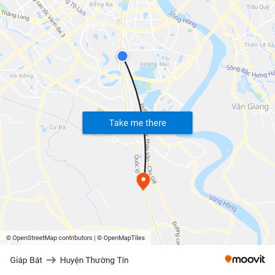 Giáp Bát to Huyện Thường Tín map