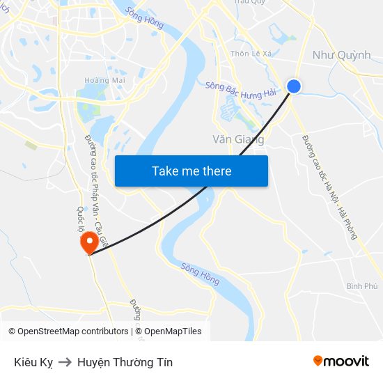 Kiêu Kỵ to Huyện Thường Tín map