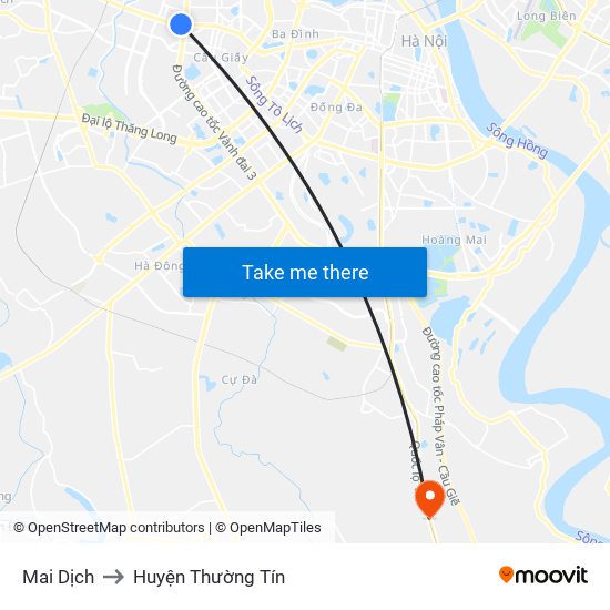 Mai Dịch to Huyện Thường Tín map