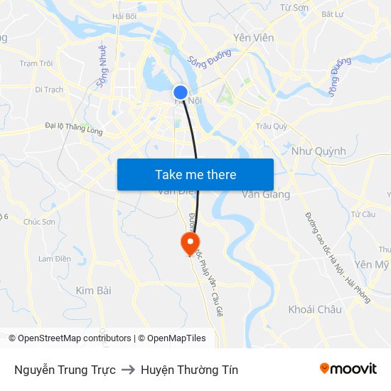 Nguyễn Trung Trực to Huyện Thường Tín map