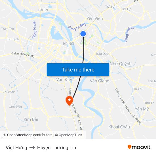 Việt Hưng to Huyện Thường Tín map