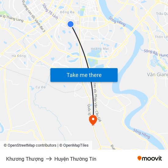 Khương Thượng to Huyện Thường Tín map