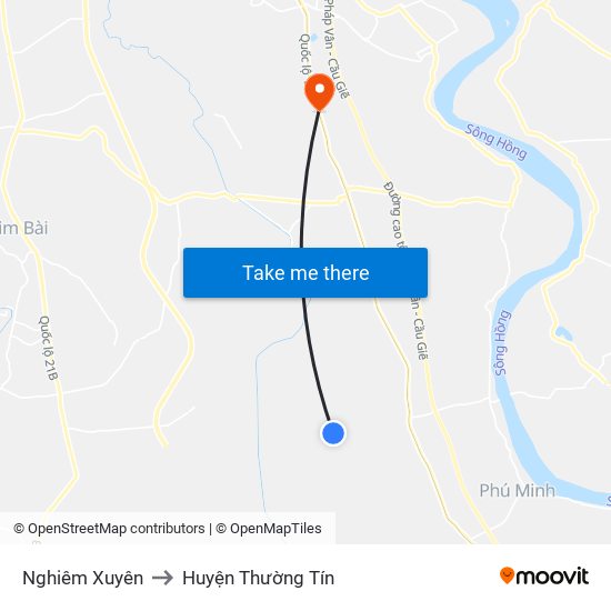 Nghiêm Xuyên to Huyện Thường Tín map