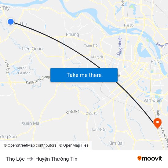 Thọ Lộc to Huyện Thường Tín map