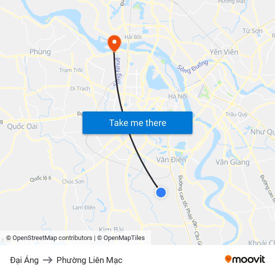 Đại Áng to Phường Liên Mạc map