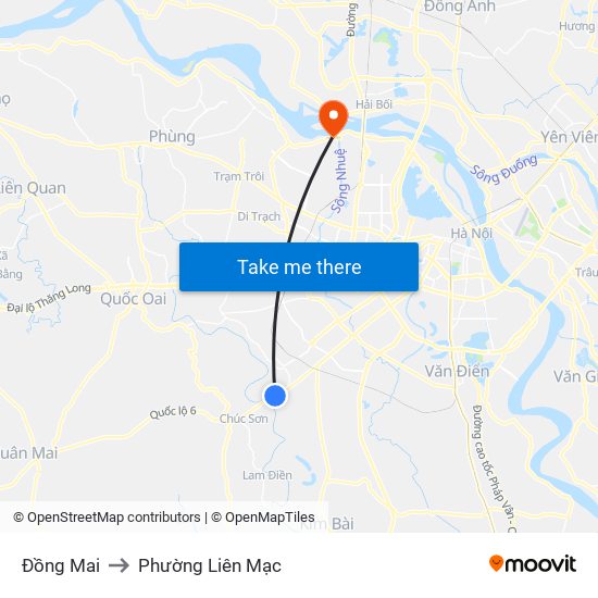 Đồng Mai to Phường Liên Mạc map