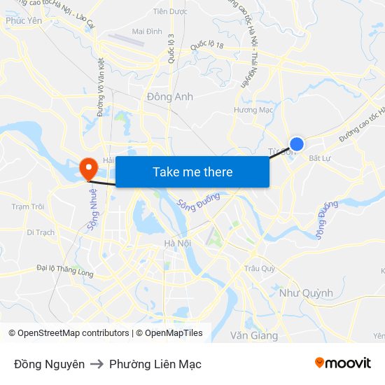 Đồng Nguyên to Phường Liên Mạc map