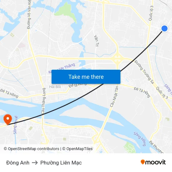 Đông Anh to Phường Liên Mạc map