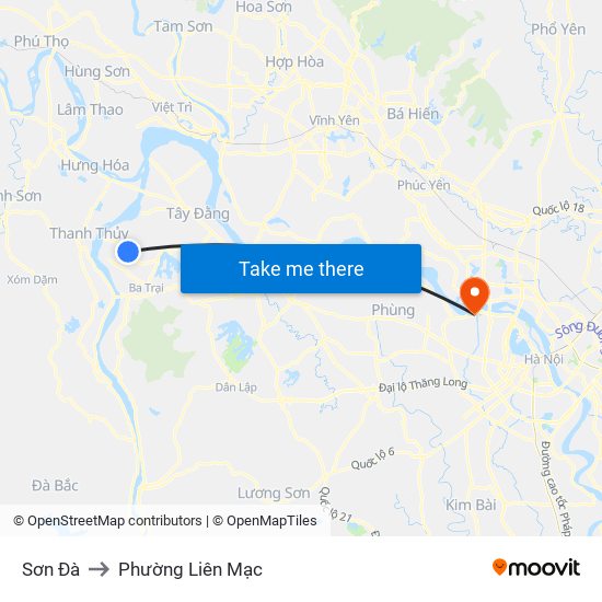 Sơn Đà to Phường Liên Mạc map