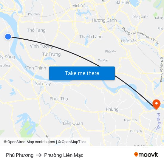 Phú Phương to Phường Liên Mạc map