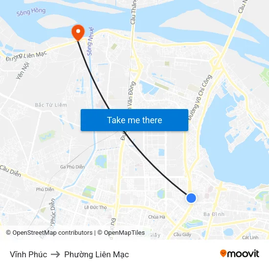 Vĩnh Phúc to Phường Liên Mạc map