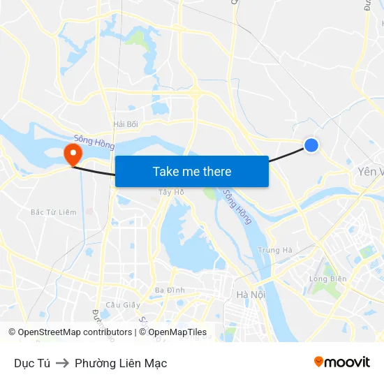 Dục Tú to Phường Liên Mạc map