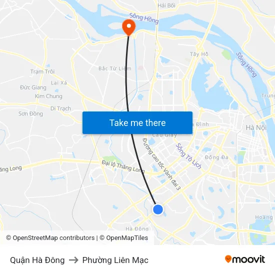 Quận Hà Đông to Phường Liên Mạc map