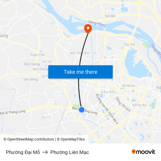 Phường Đại Mỗ to Phường Liên Mạc map