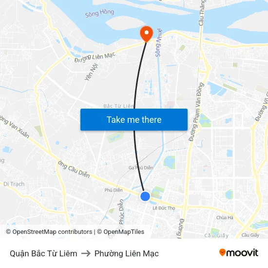 Quận Bắc Từ Liêm to Phường Liên Mạc map