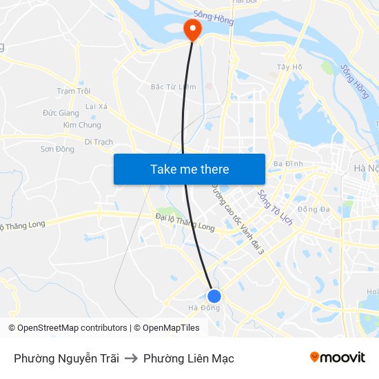 Phường Nguyễn Trãi to Phường Liên Mạc map