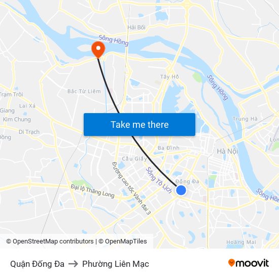 Quận Đống Đa to Phường Liên Mạc map