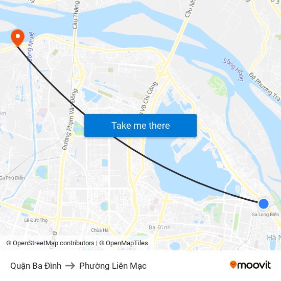 Quận Ba Đình to Phường Liên Mạc map