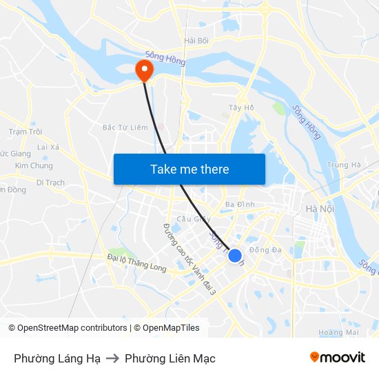 Phường Láng Hạ to Phường Liên Mạc map