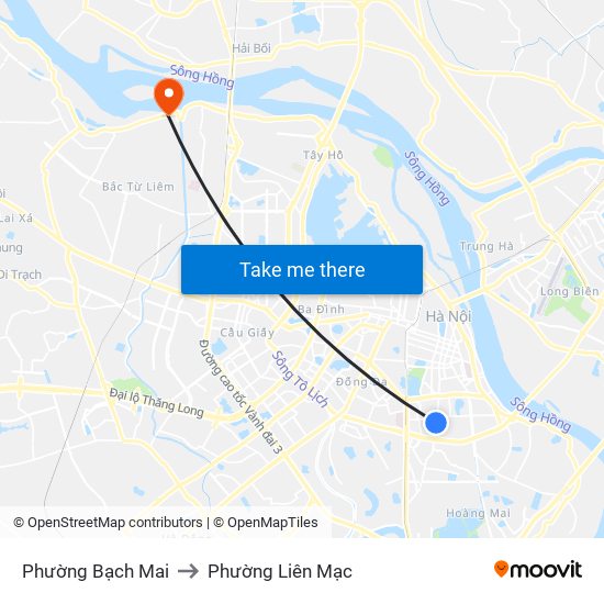 Phường Bạch Mai to Phường Liên Mạc map