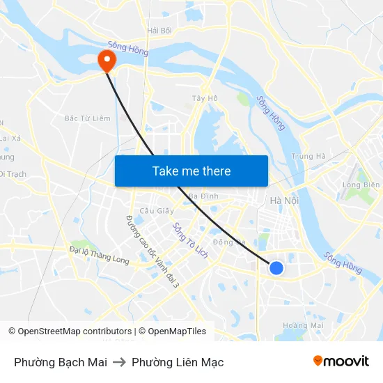 Phường Bạch Mai to Phường Liên Mạc map