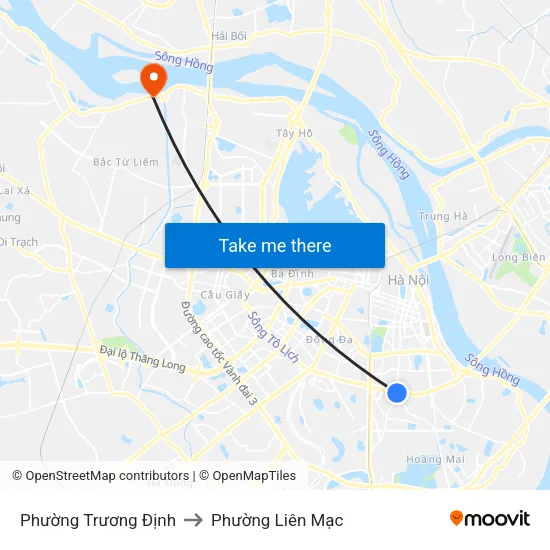 Phường Trương Định to Phường Liên Mạc map