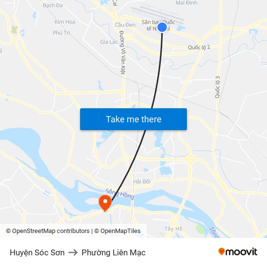 Huyện Sóc Sơn to Phường Liên Mạc map