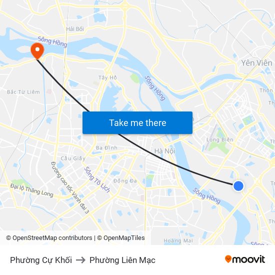 Phường Cự Khối to Phường Liên Mạc map