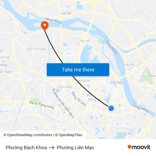 Phường Bách Khoa to Phường Liên Mạc map