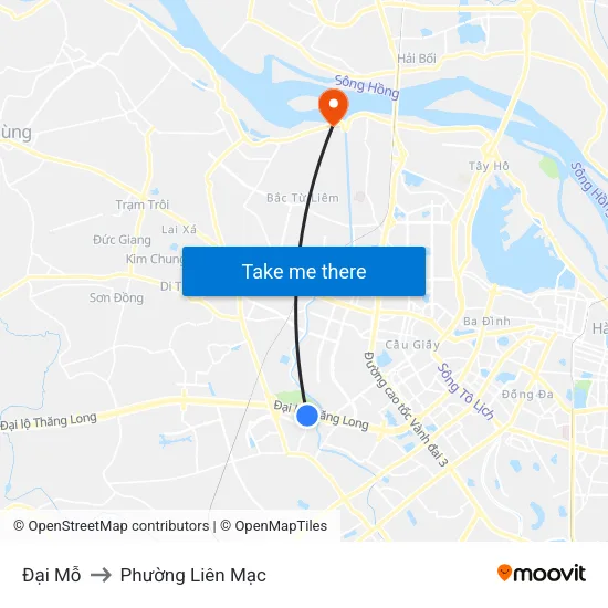 Đại Mỗ to Phường Liên Mạc map