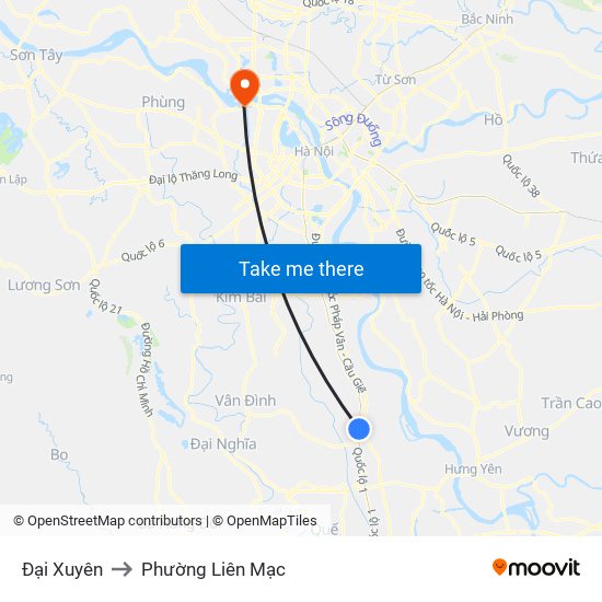 Đại Xuyên to Phường Liên Mạc map