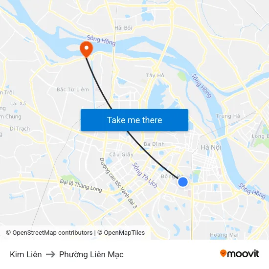 Kim Liên to Phường Liên Mạc map