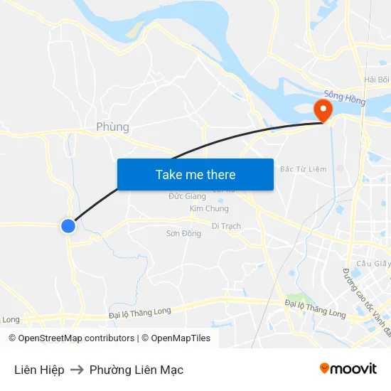 Liên Hiệp to Phường Liên Mạc map